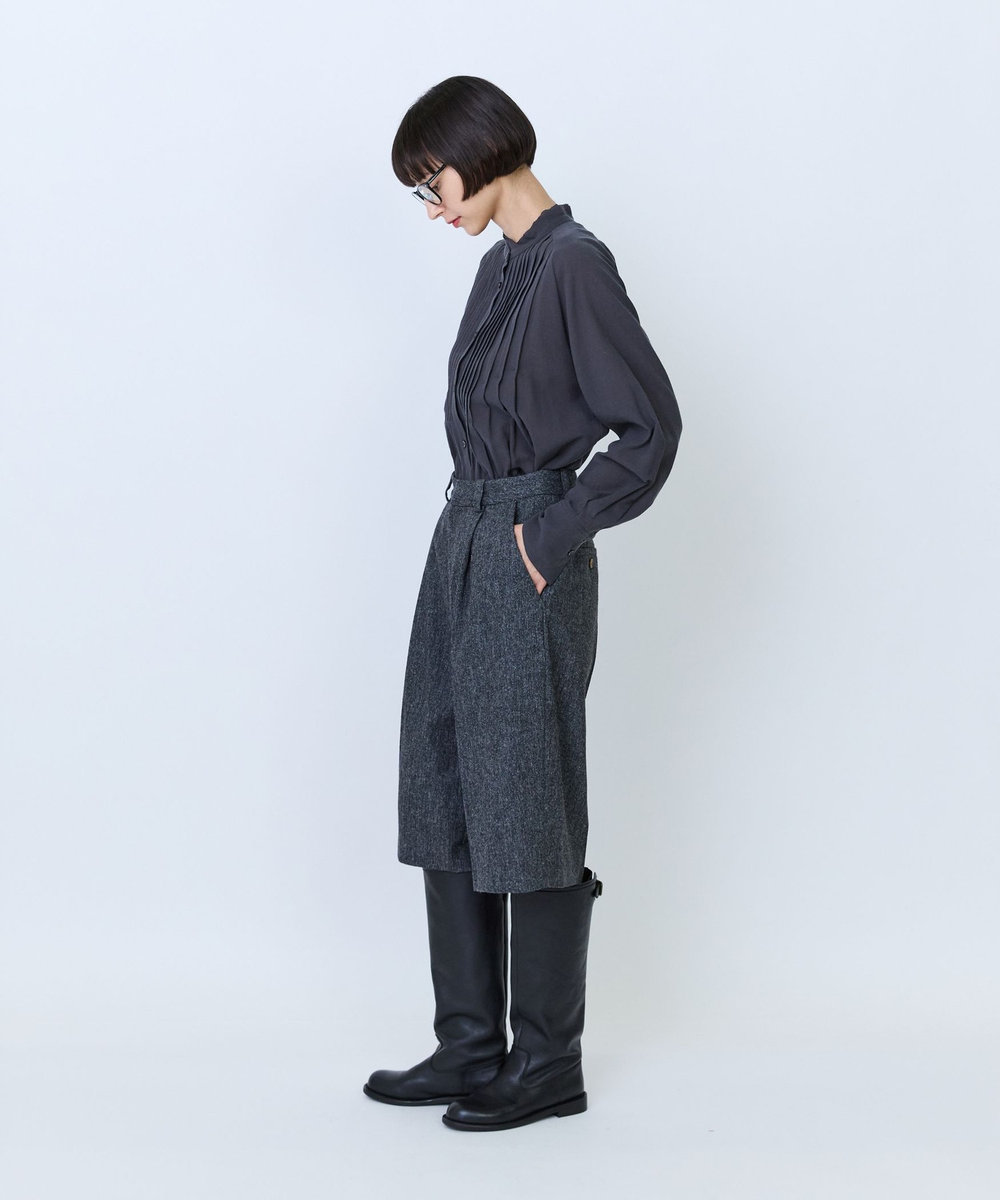 LOISIR ウール混ツイードハーフパンツ グレー系その他