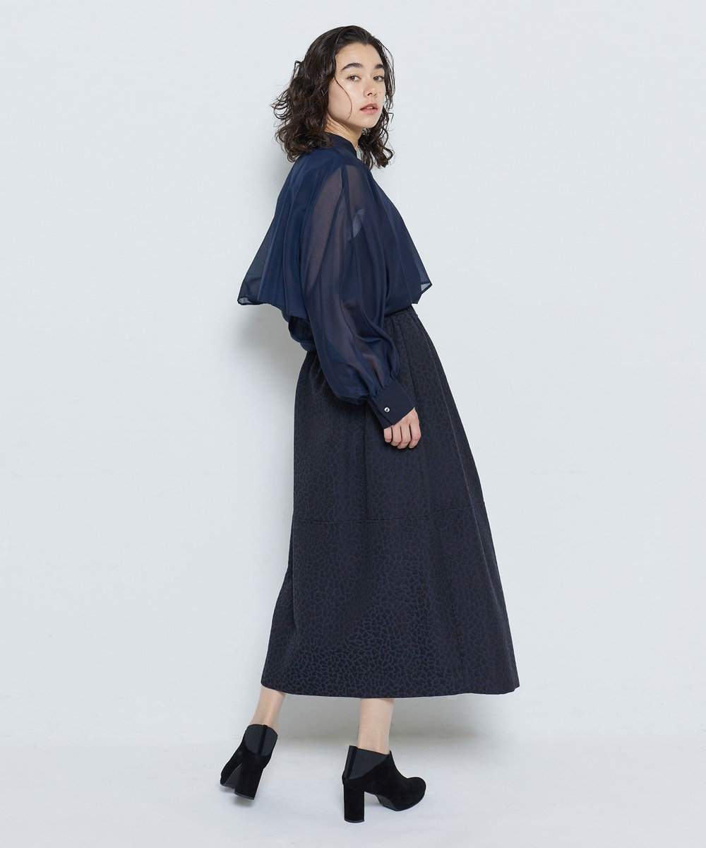 feerique シアーローンレイヤードブラウス ネイビー