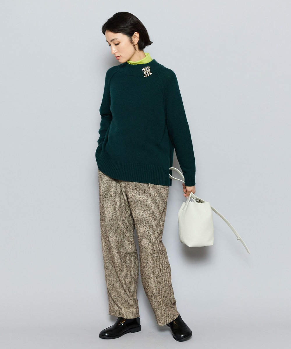 L'EQUIPE カシミヤ混ボトルネックセーター グリーン