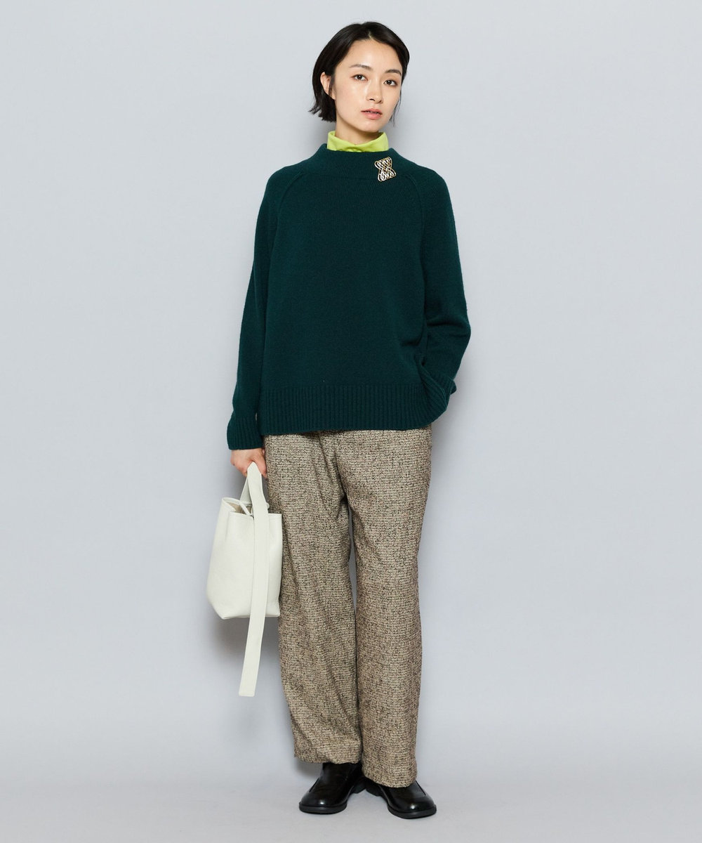 L'EQUIPE カシミヤ混ボトルネックセーター グリーン