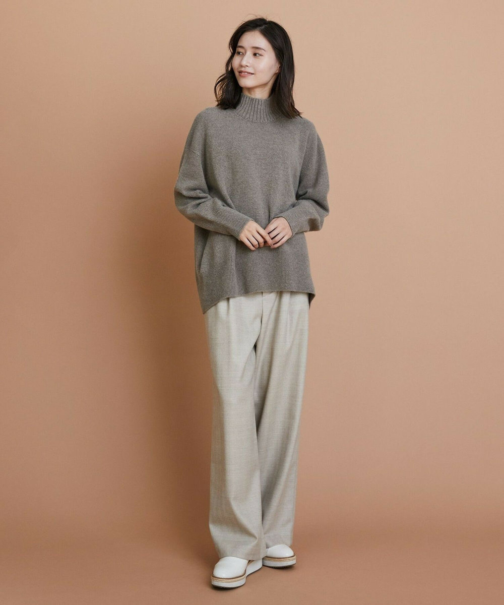 L'EQUIPE ヘリンボーンサキソニーパンツ ベージュ