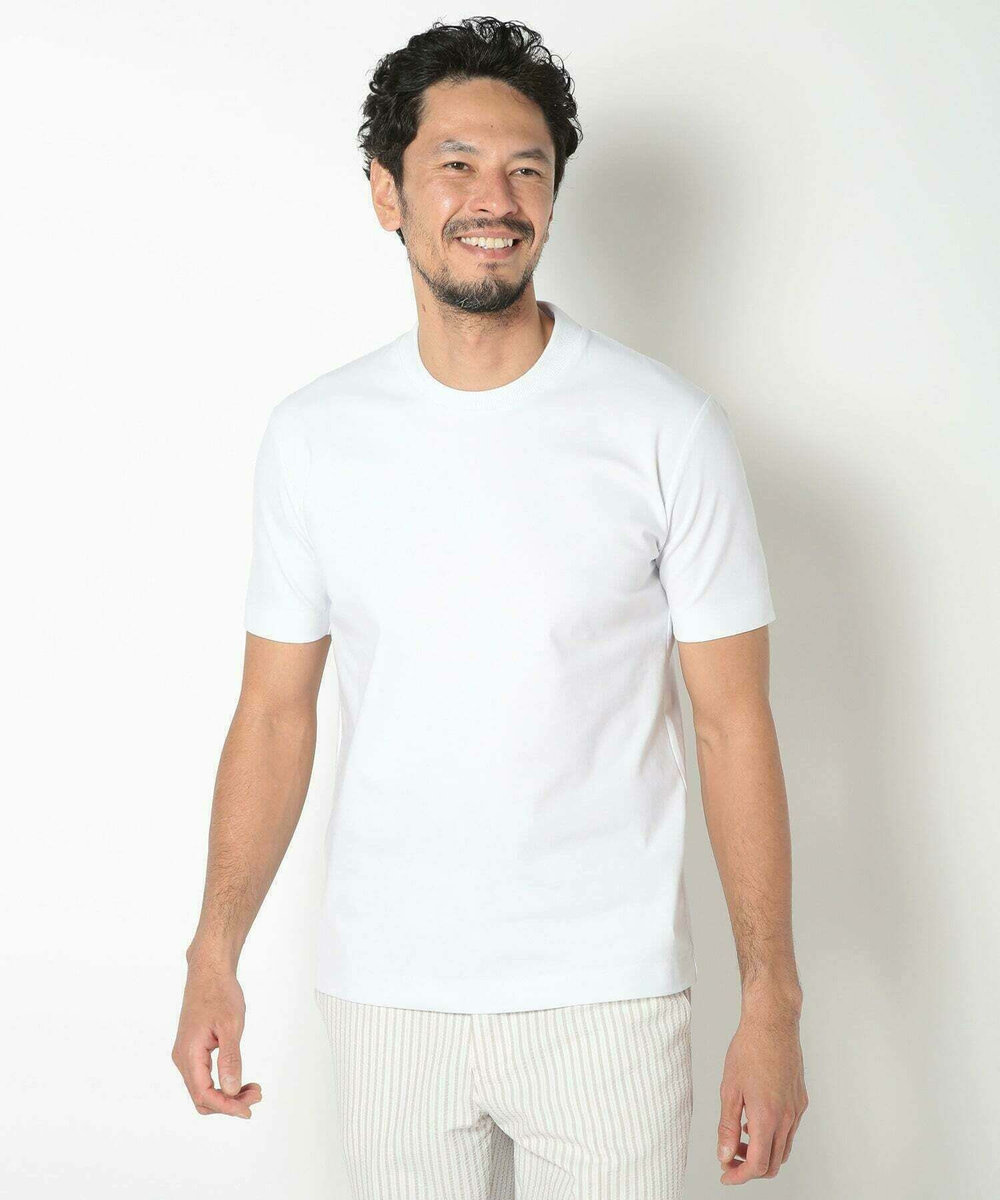 MEN'S BIGI 【ACTIVE TAILOR/アクティブテイラー】シルケットスムースクルーネックTシャツ＜接触冷感 / UVカット＞ ホワイト