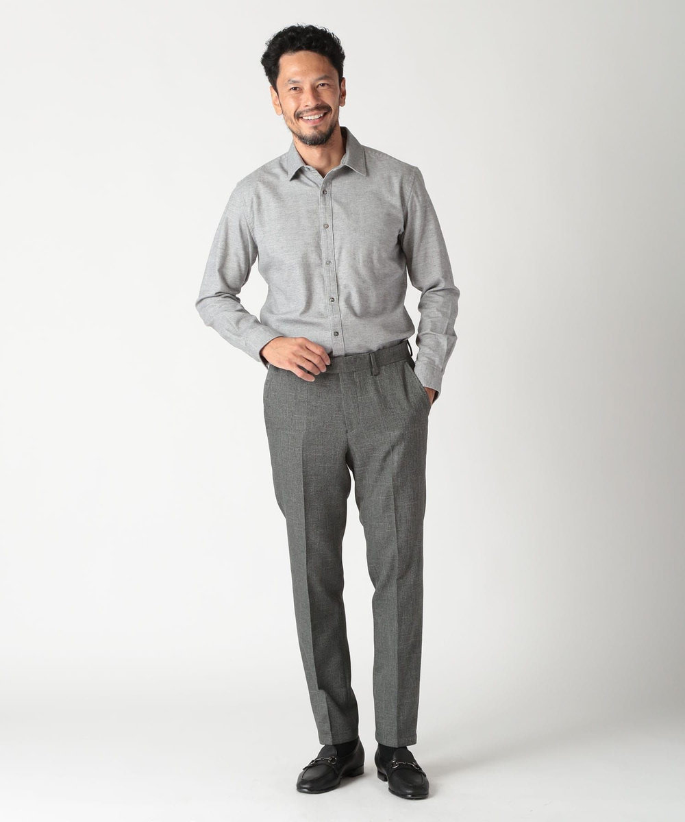 MEN'S BIGI フランネルフレンチフロントカジュアルシャツ グレー