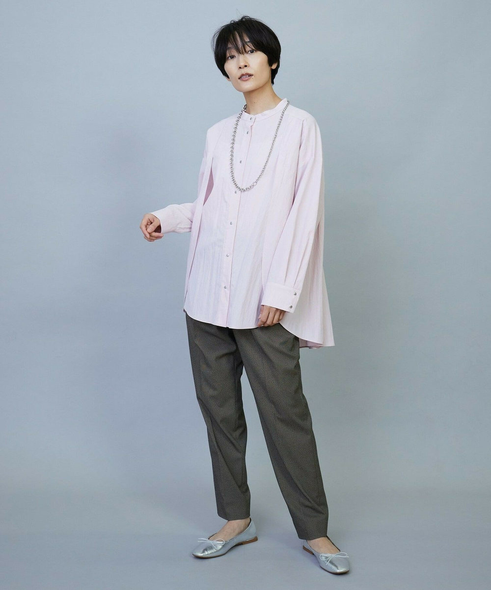 MOGA ウールライクピンヘッドテーパードパンツ チャコールグレー