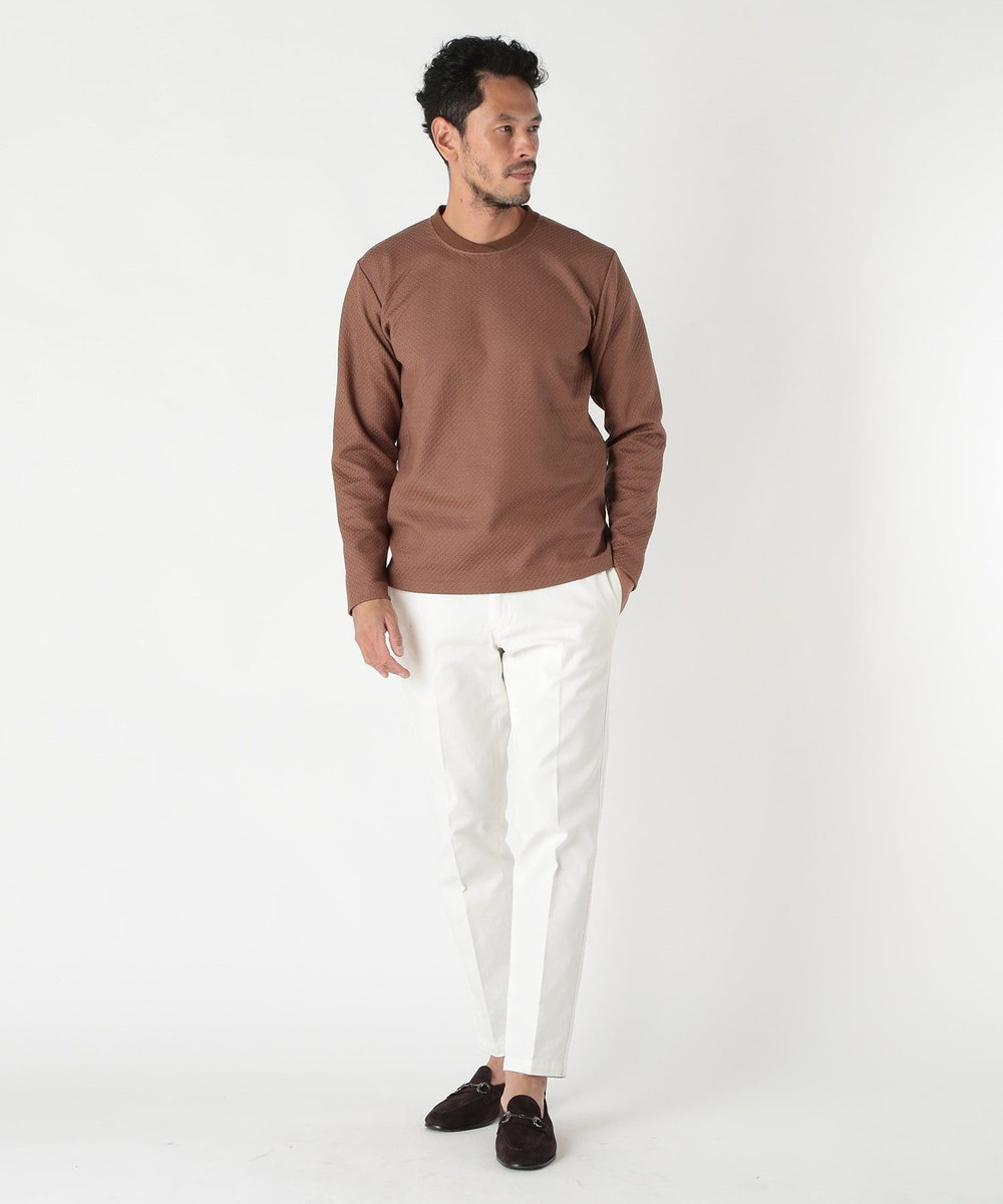 MEN'S BIGI フクレジャガード　クルーネックリブカットソー ブラウン