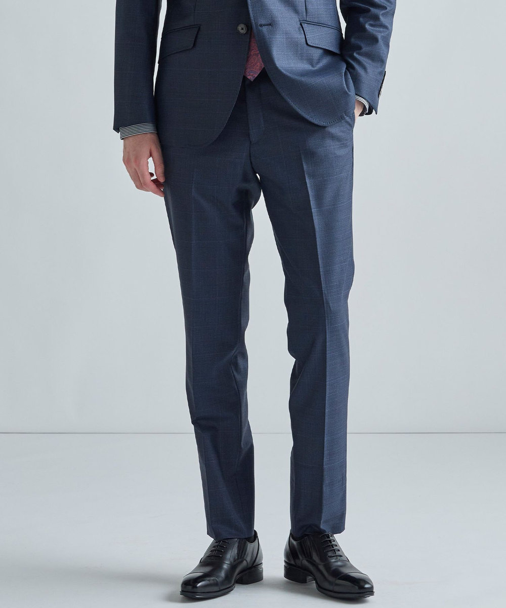 MEN'S BIGI ウィンドウペンチェック セットアップパンツ ネイビー
