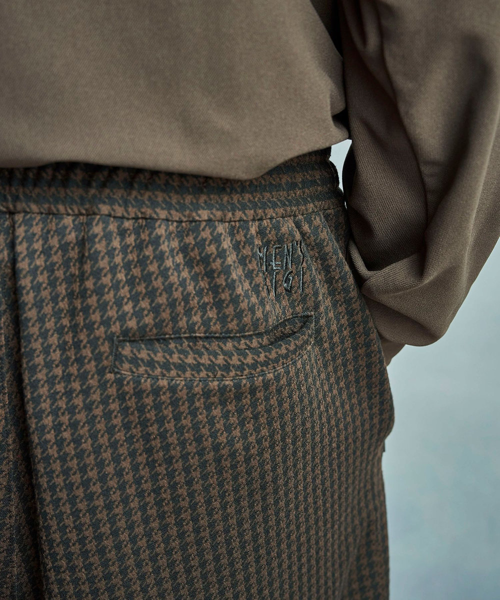 MEN'S BIGI 【50th Anniv . 中田 慎介】 SUEDE LIKE/HOUND’S TOOTH TRACK PANTS ブラウン