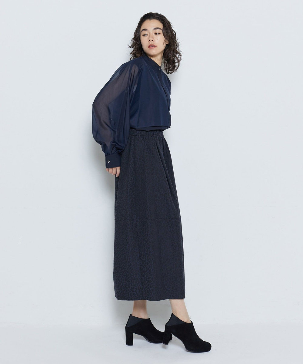 feerique シアーローンレイヤードブラウス ネイビー