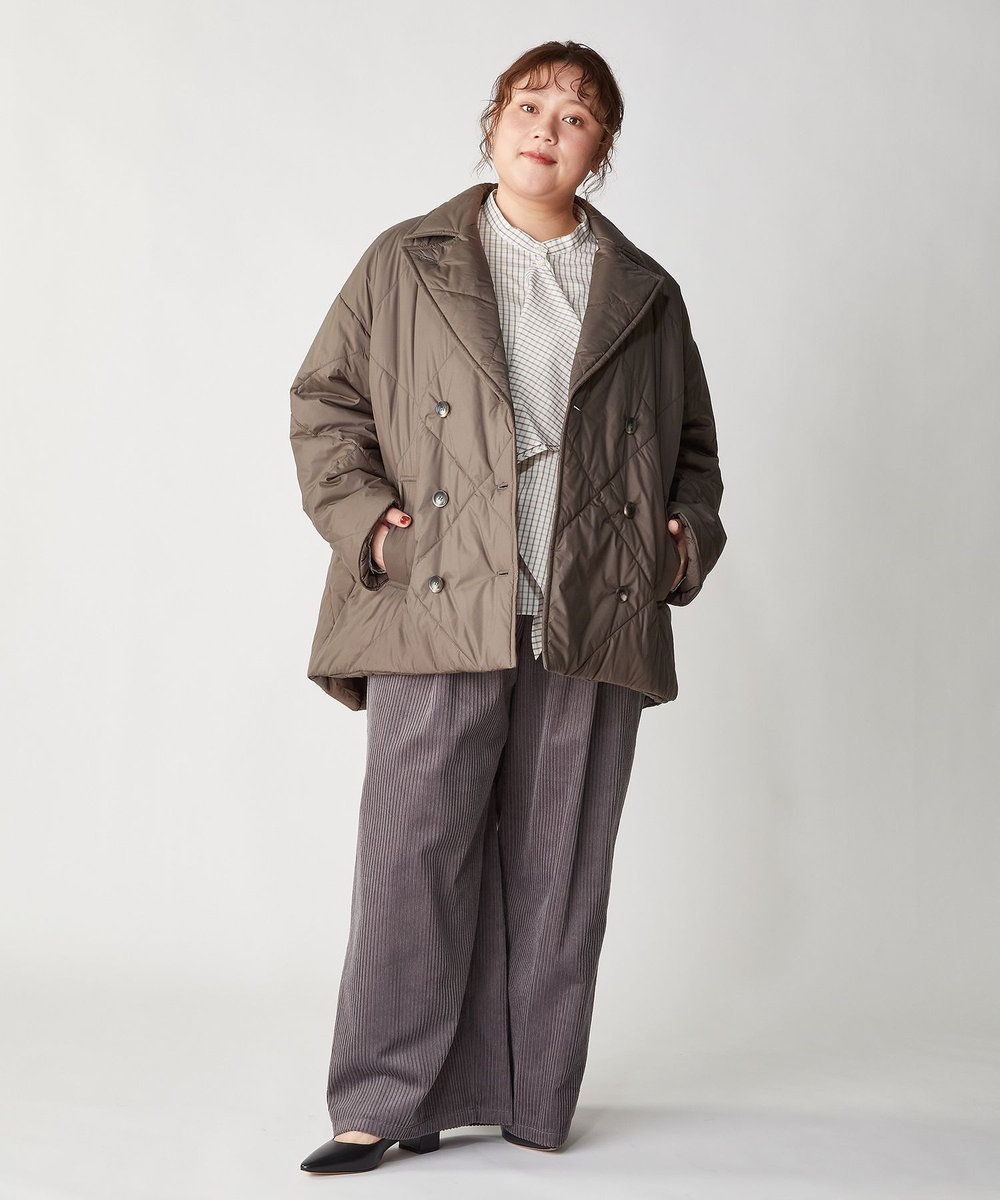 feerique Lサイズ（大きいサイズ） 【大きいサイズ】feerique ポリエステルキルティングピーコート モカ