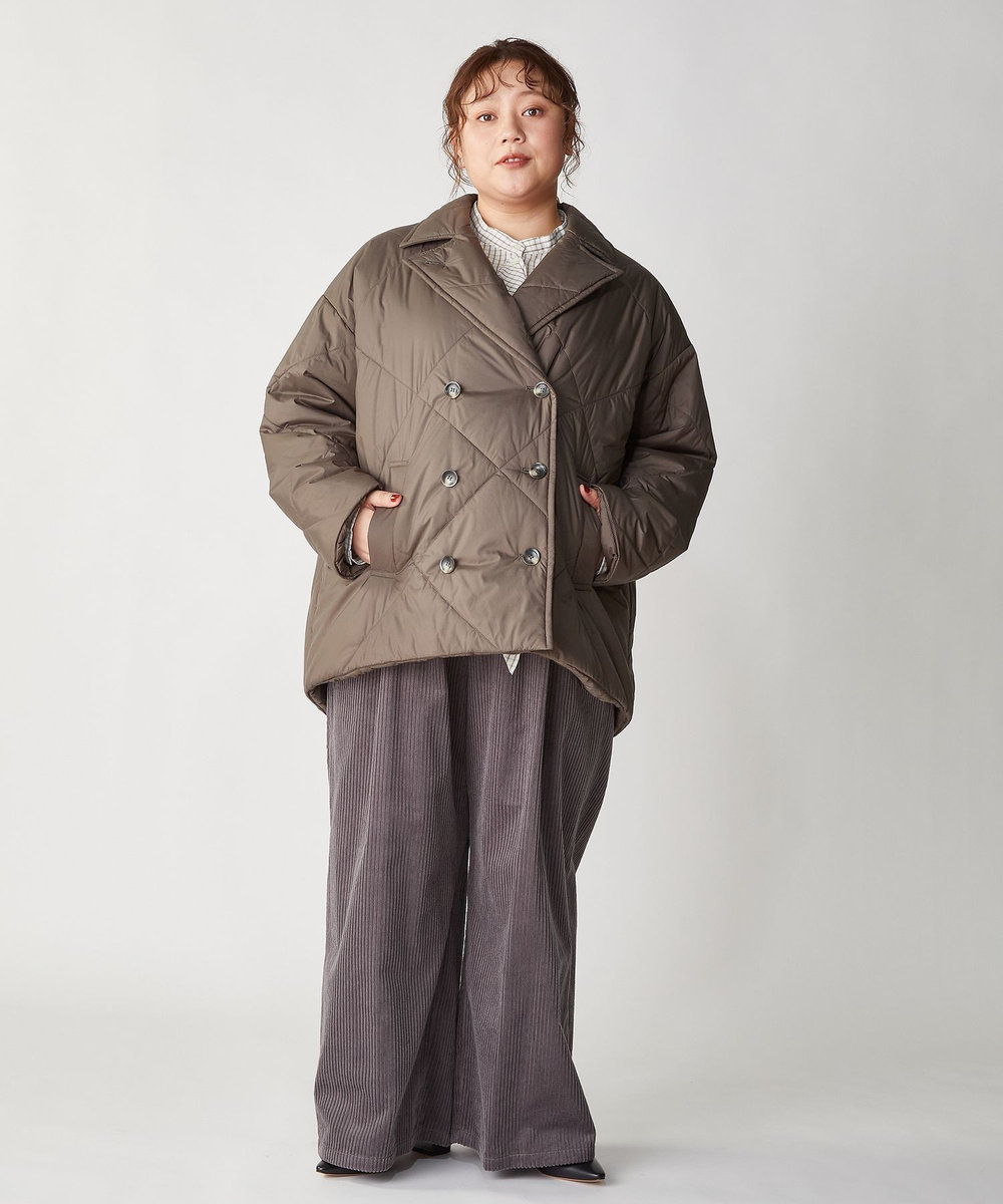 feerique Lサイズ（大きいサイズ） 【大きいサイズ】feerique ポリエステルキルティングピーコート モカ