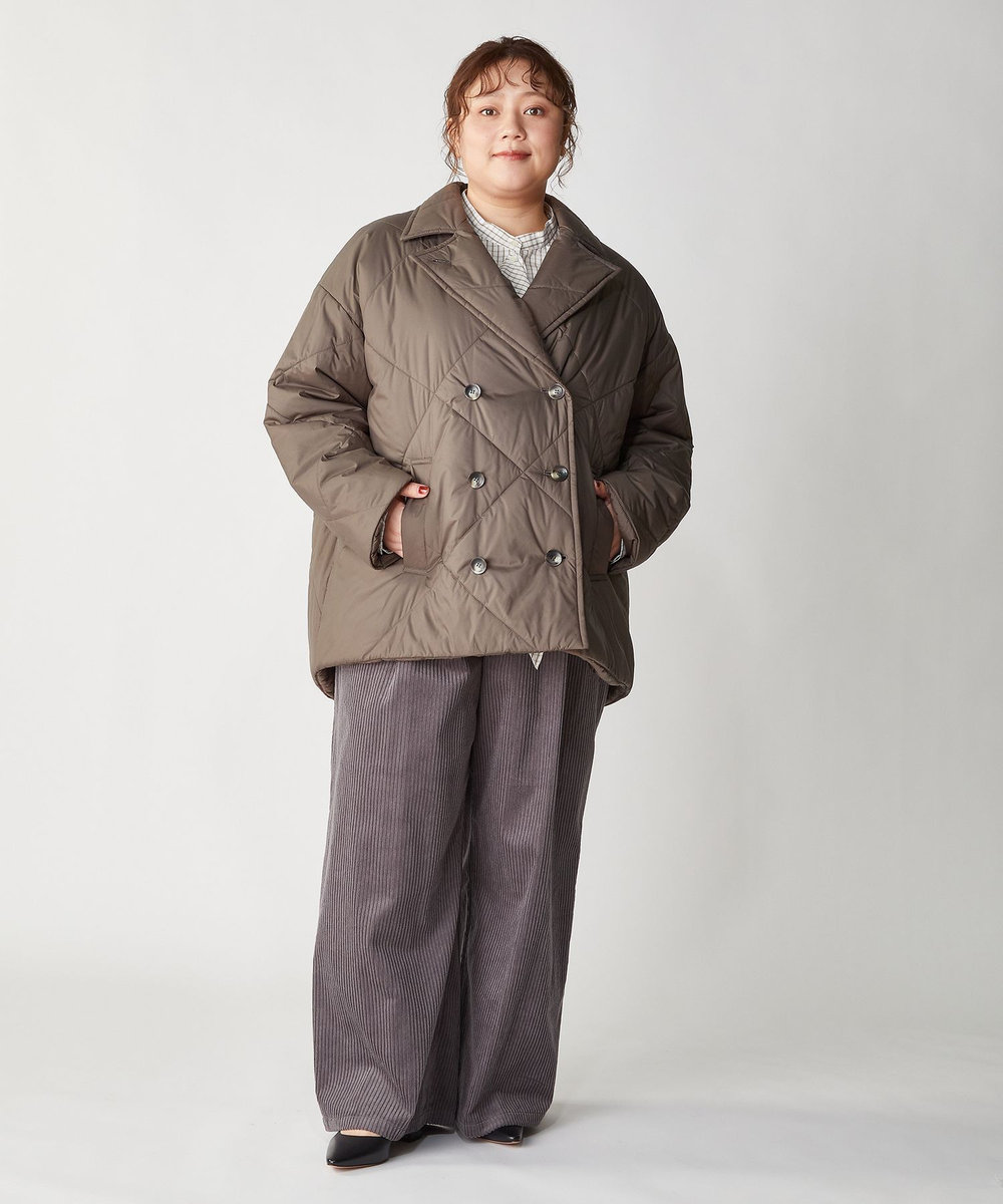 feerique Lサイズ（大きいサイズ） 【大きいサイズ】feerique ポリエステルキルティングピーコート モカ