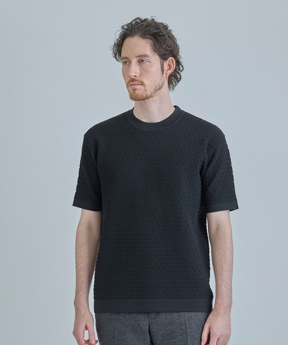 MEN'S BIGI 【ACTIVE TAILOR】ブリスターニットジャカードＴシャツ＜通気性/速乾性＞ ブラック