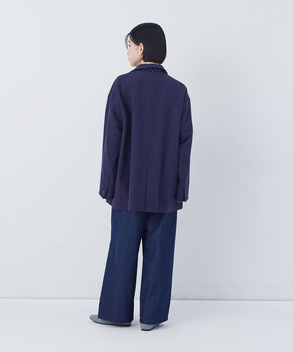 congés payés ADIEU TRISTESSE 綿麻ツィードジャケット ブルー系その他