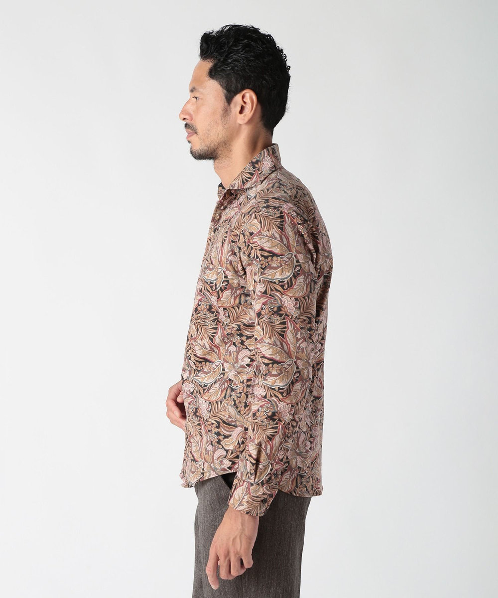 MEN'S BIGI Liberty コーデュロイフラワープリントシャツ ボルドー