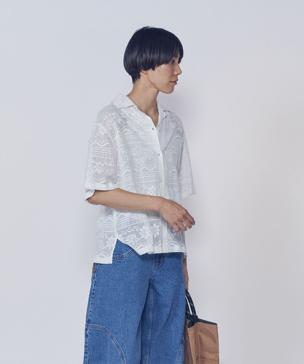 1er Arrondissement 【WEB限定】＜normment（ノーメント）＞コットンレースボタンシャツ オフホワイト