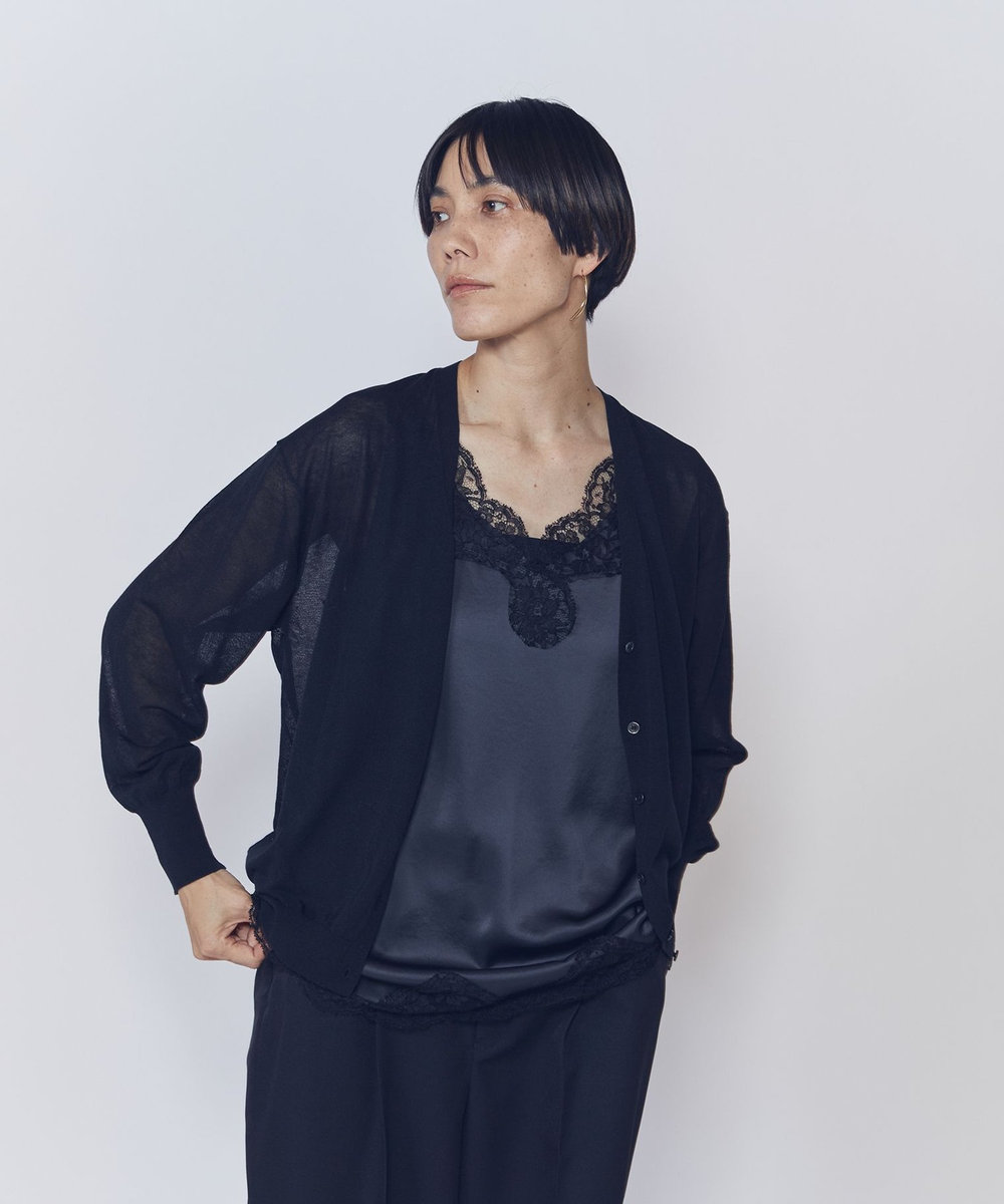 1er Arrondissement 【追加・新色あり】レースサテンキャミソール チャコールグレー
