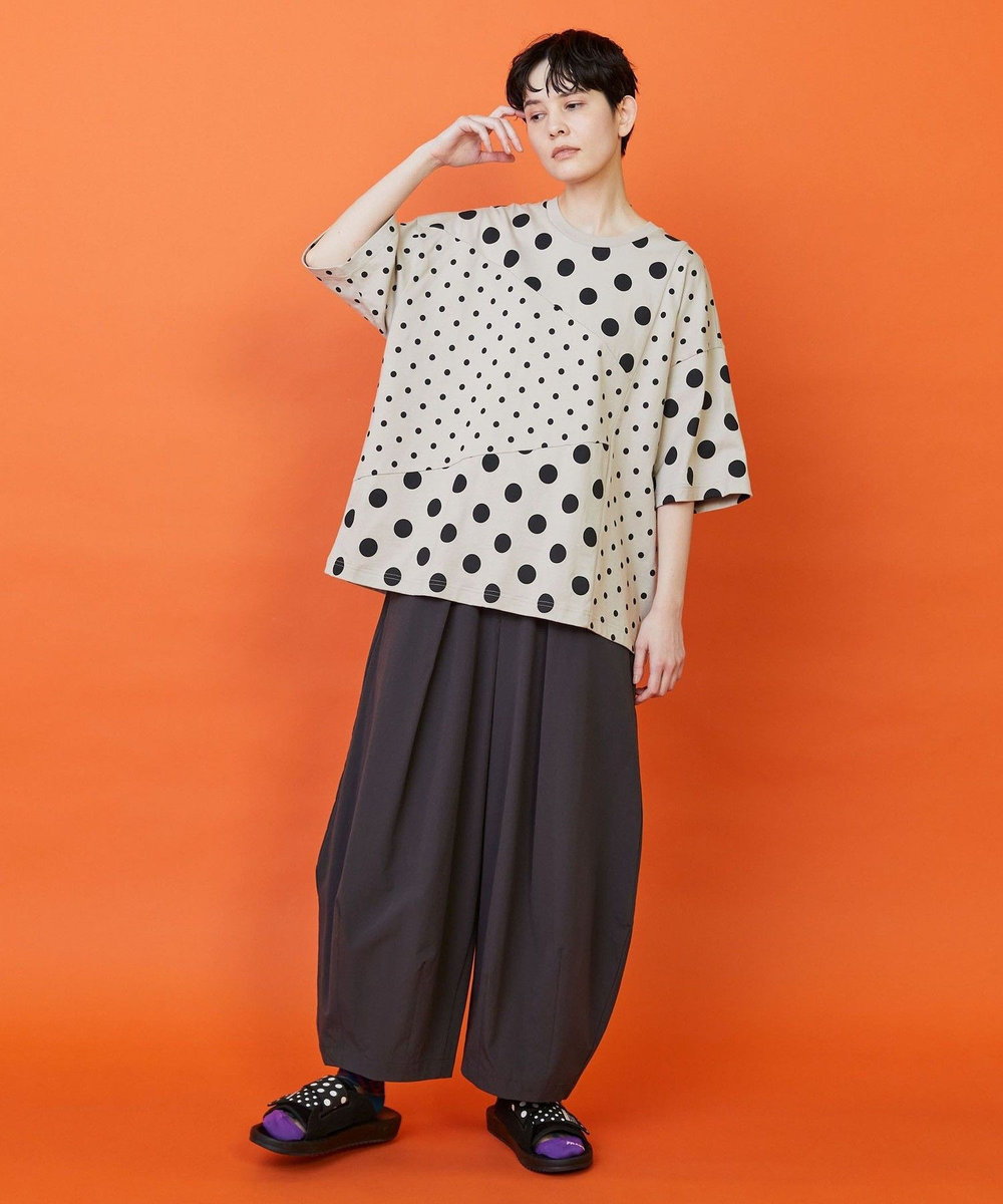 FRAPBOIS キリカエドットＴシャツ グレイッシュベージュ