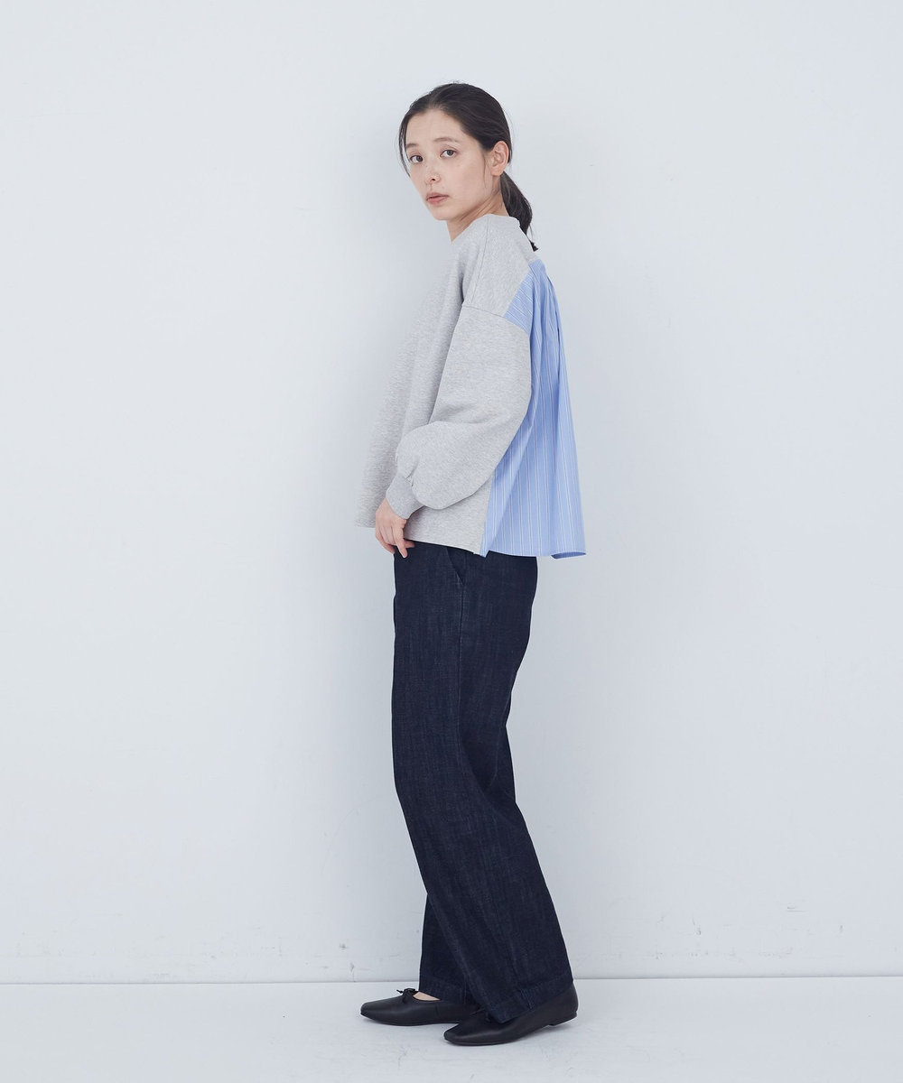 ADIEU TRISTESSE 裏毛×布帛コンビプルオーバー トップグレー