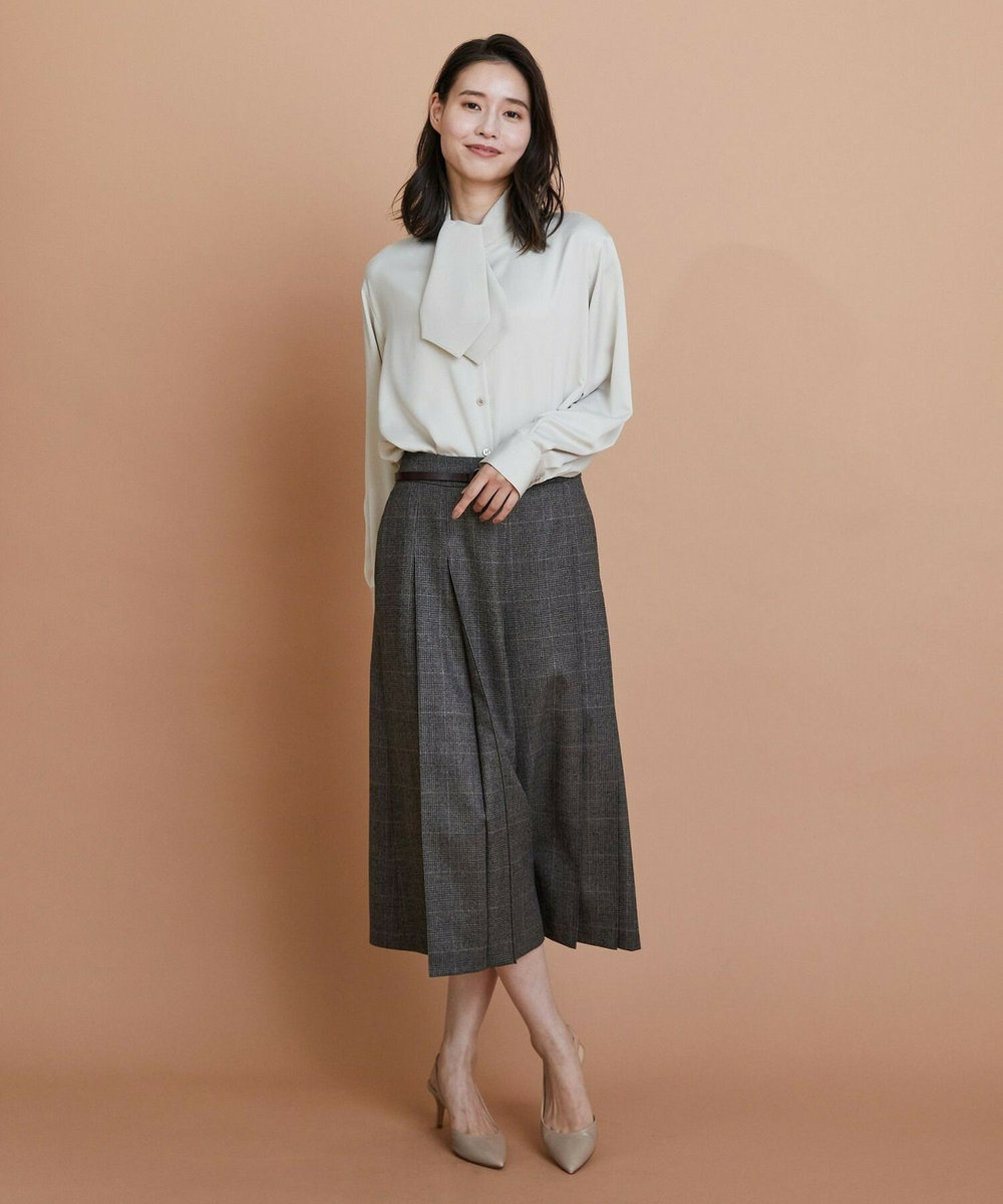 L'EQUIPE クレープサテン＆シフォンブラウス ベージュ