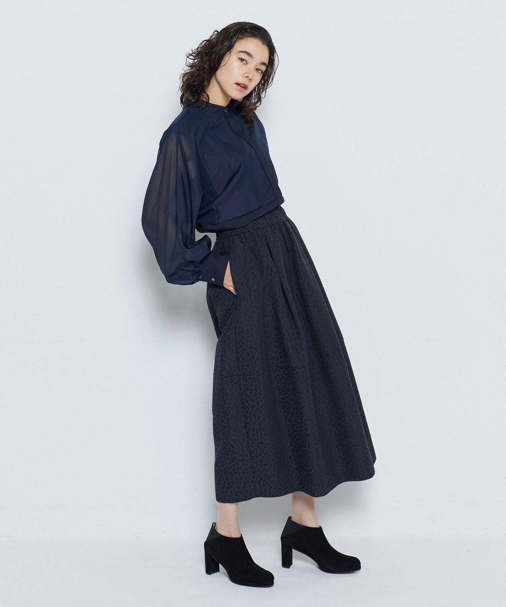 feerique シアーローンレイヤードブラウス ネイビー