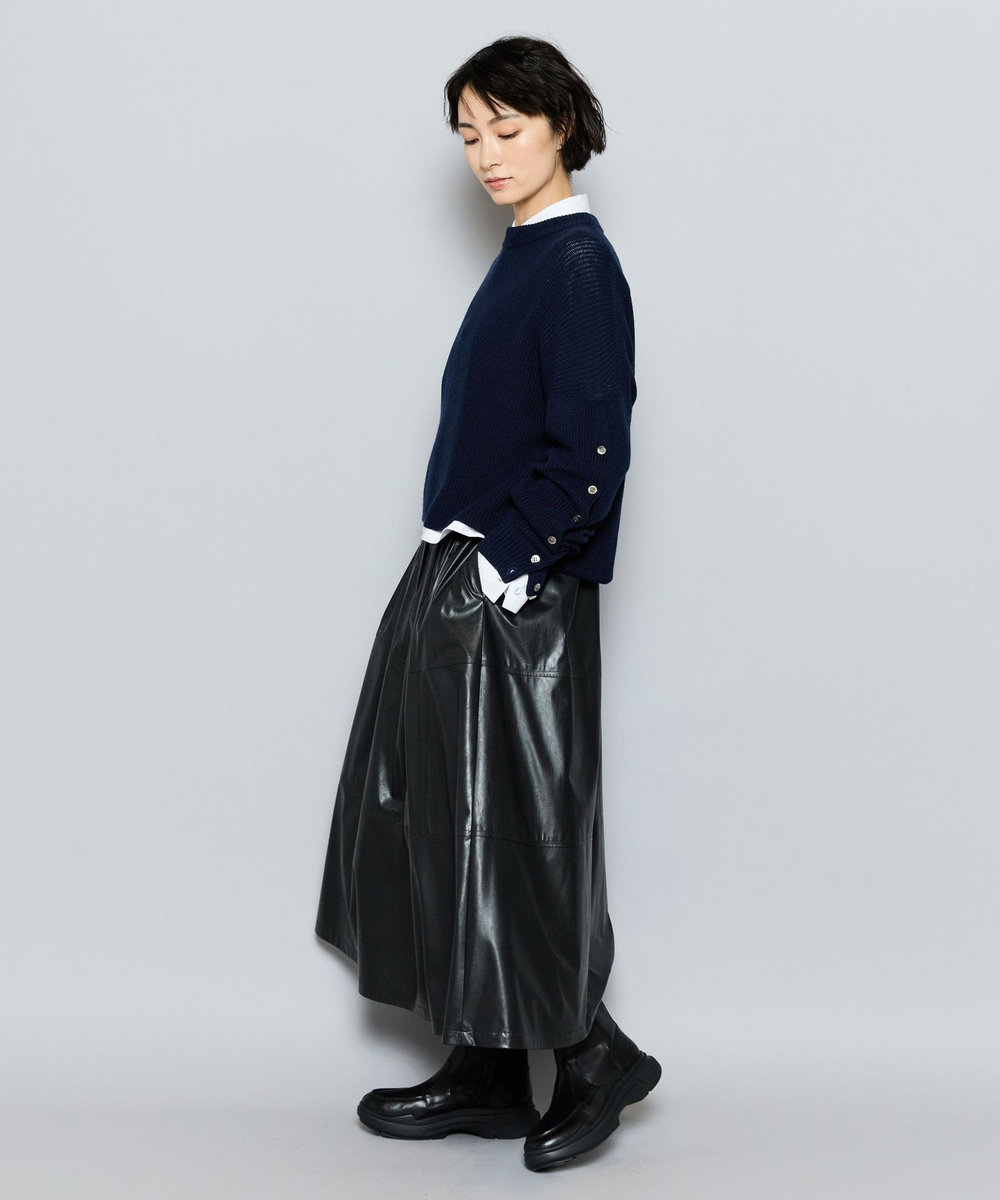 L'EQUIPE GREEN ECOキュプラウールクロップドプルオーバー ネイビー