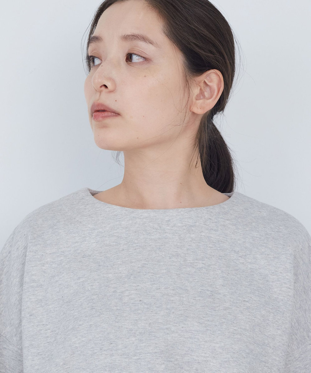 ADIEU TRISTESSE 裏毛×布帛コンビプルオーバー トップグレー