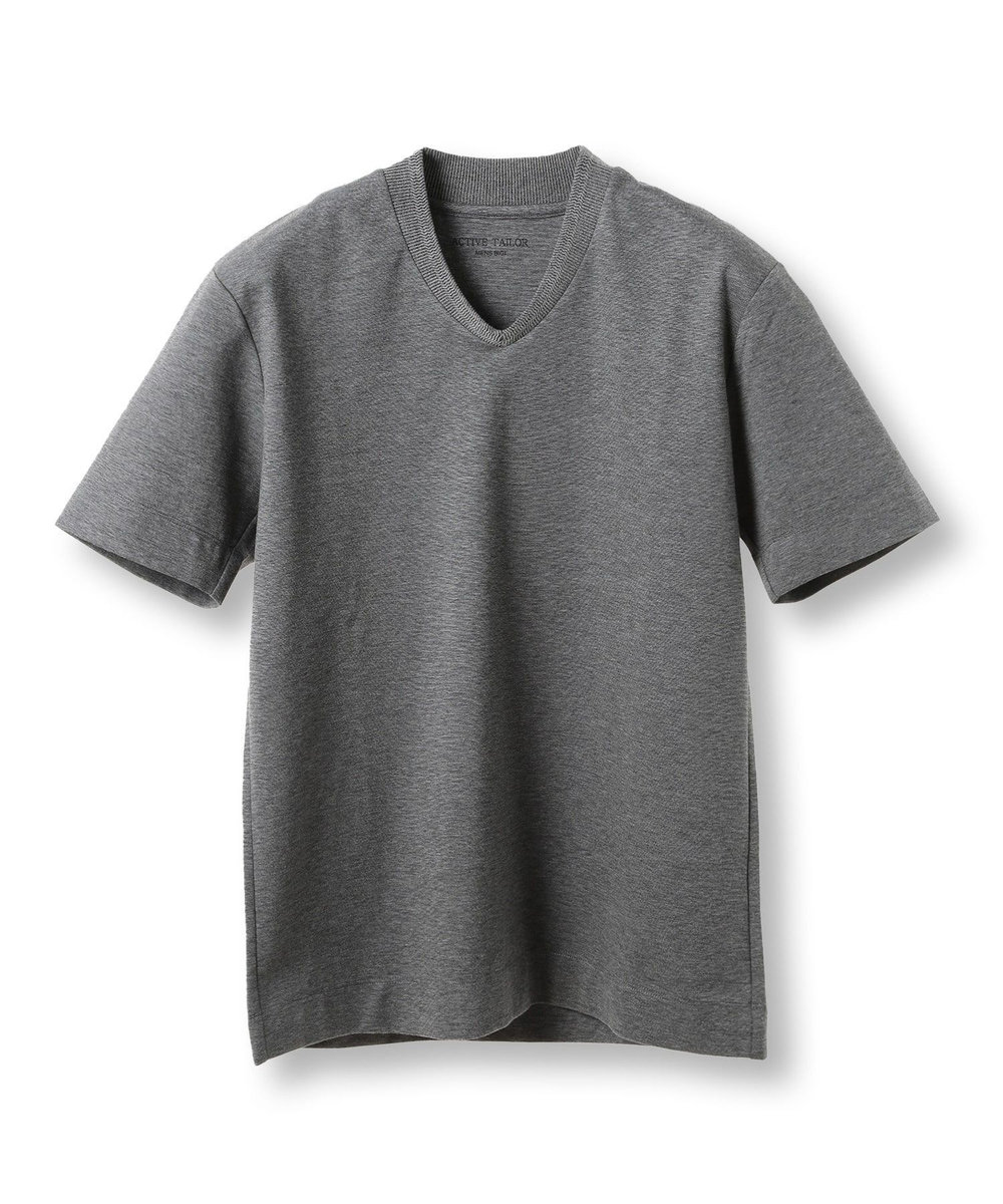 MEN'S BIGI 【ACTIVE TAILOR/アクティブテイラー】シルケットスムースVネックTシャツ＜接触冷感 / UVカット＞ グレー