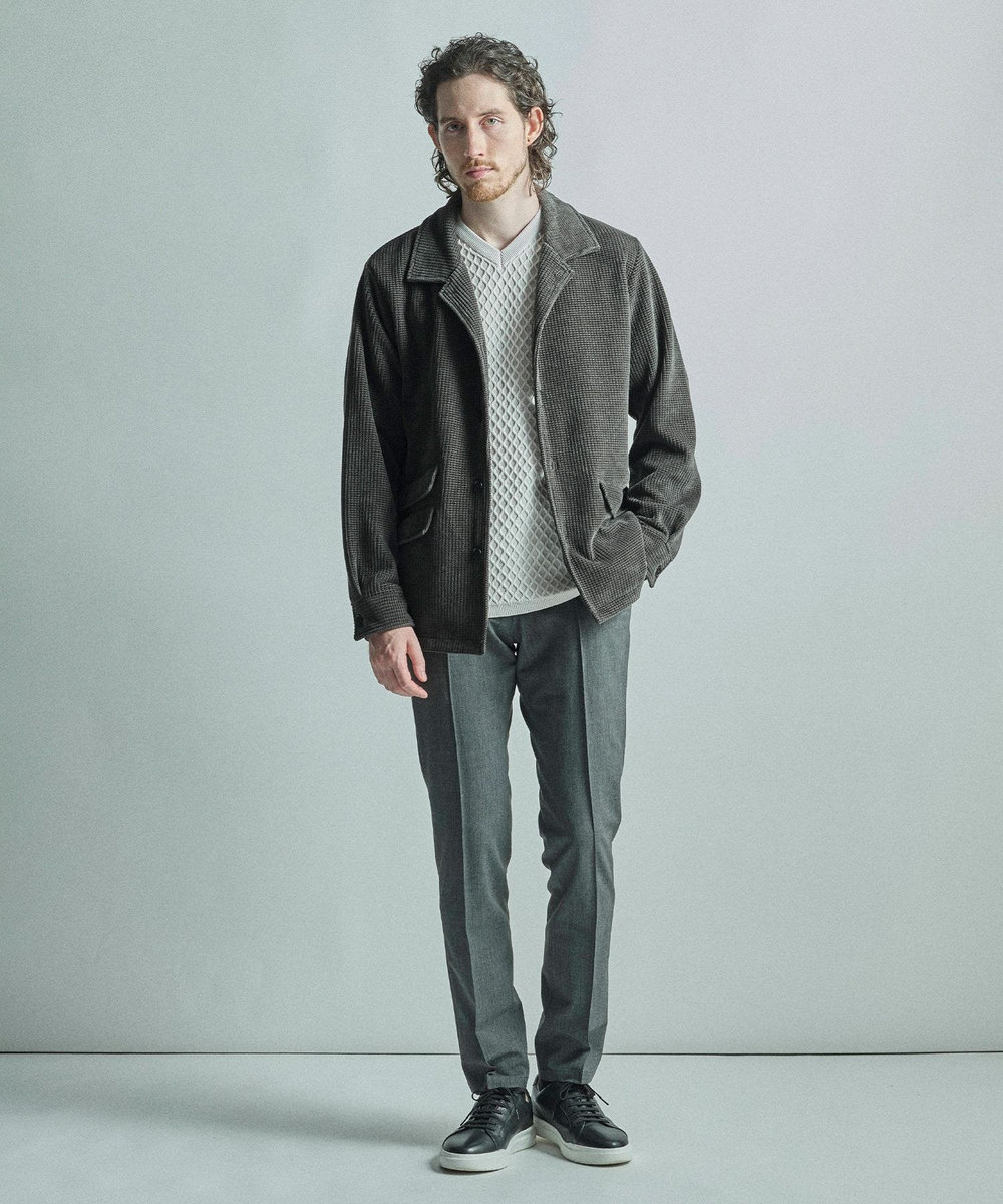 MEN'S BIGI ニットコンビ フェイクスエード長袖Tシャツ グレー