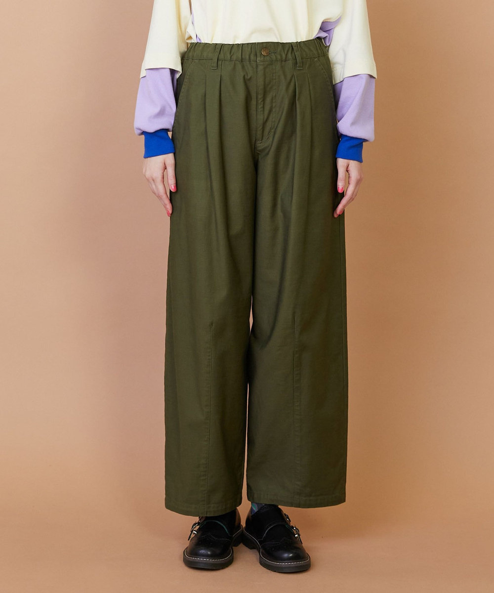 FRAPBOIS バックサテン パンツ グリーン