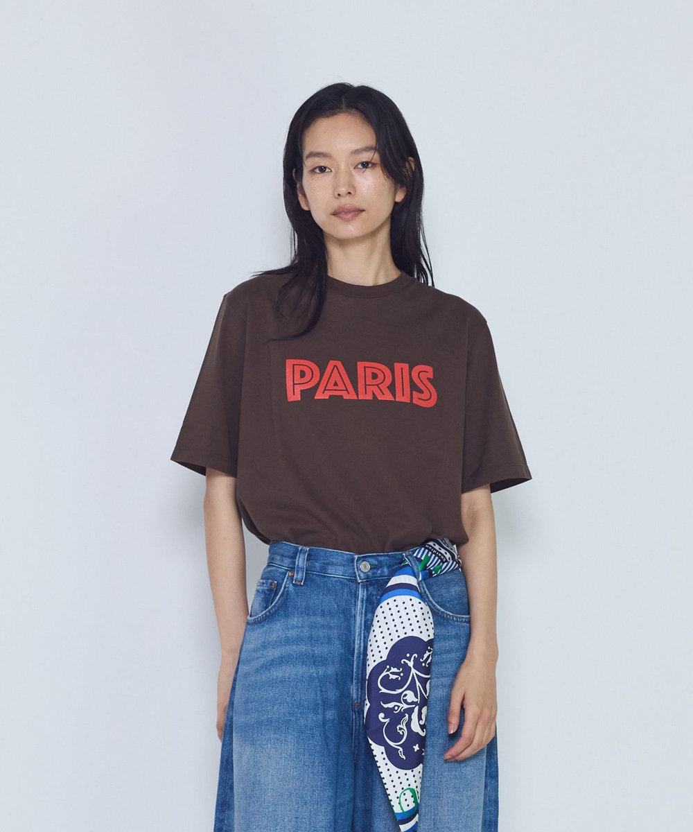1er Arrondissement プリントTシャツ"PARIS" ブラウン