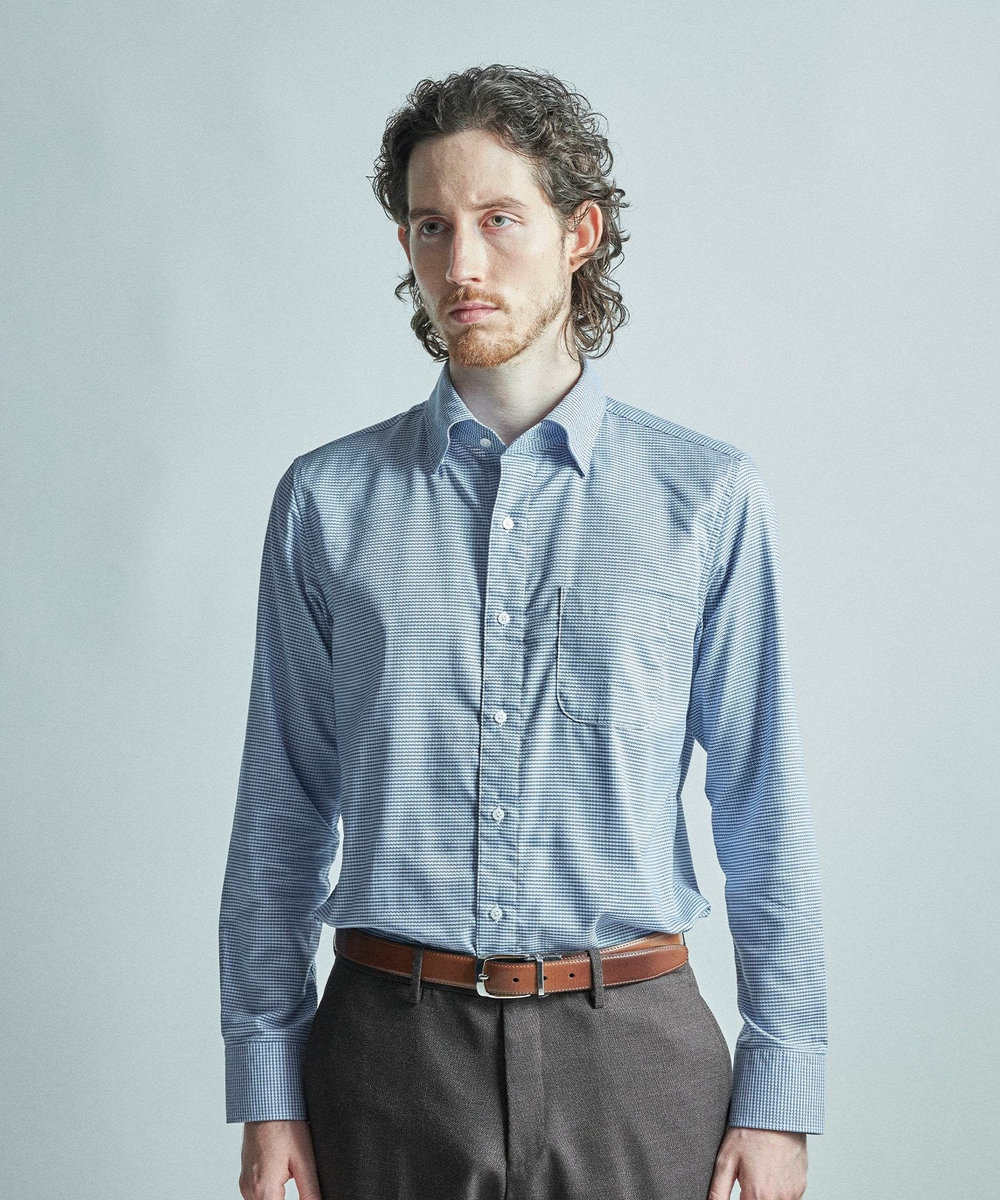 MEN'S BIGI コットンドビードレスシャツ ブルー