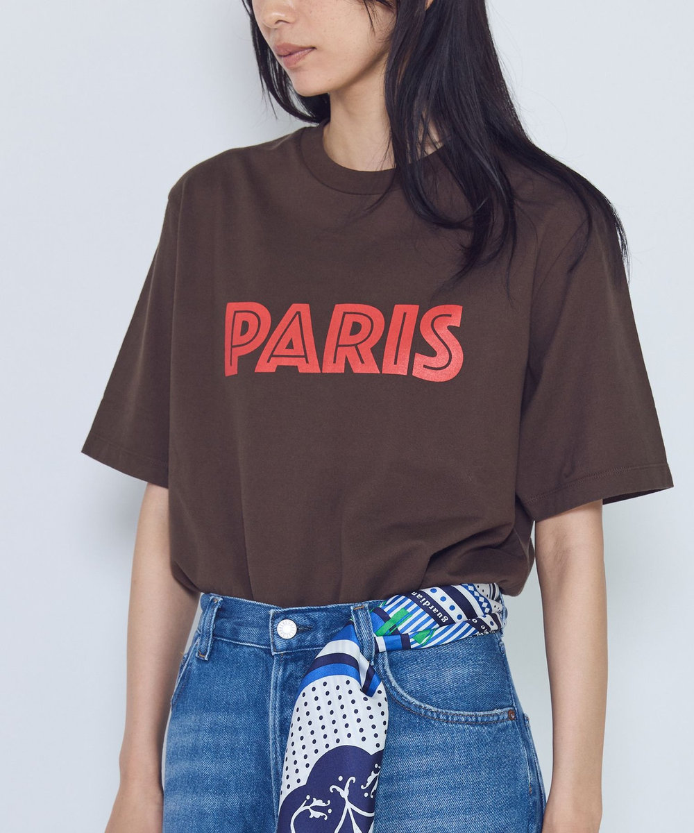 1er Arrondissement プリントTシャツ"PARIS" ブラウン