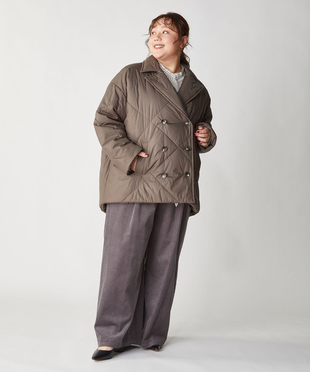 feerique Lサイズ（大きいサイズ） 【大きいサイズ】feerique ポリエステルキルティングピーコート モカ
