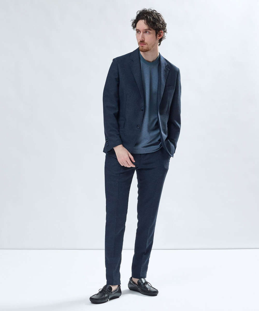 MEN'S BIGI 東レPrimeflex 麻調ドットメッシュ クルーネックTシャツ＜吸水速乾/通気性＞ ブルー