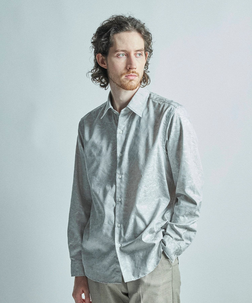 MEN'S BIGI 【LIBERTY/リバティ】フラワージャガード 長袖シャツ ライトグレー