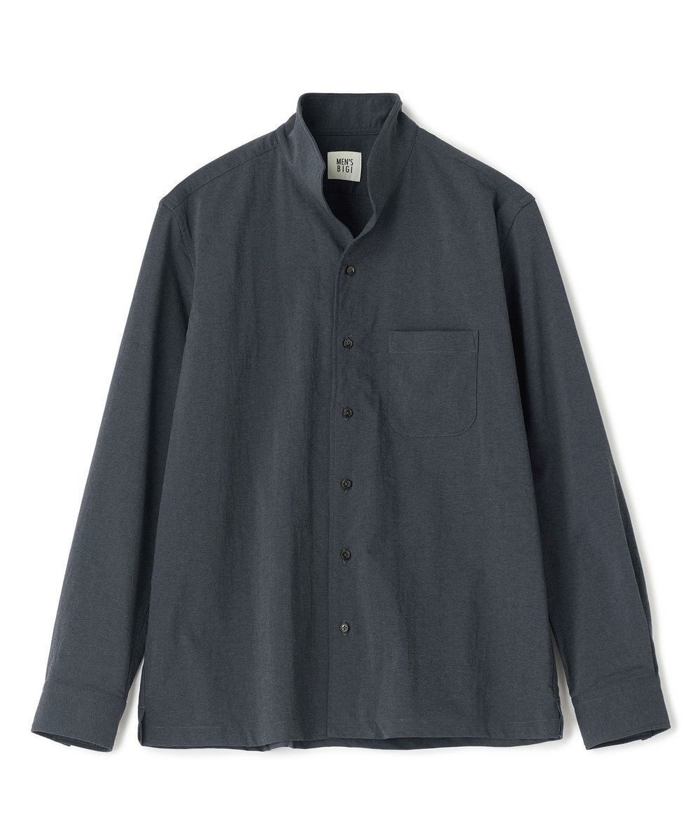 MEN'S BIGI SMARTTECH ナイロンストレッチ スタンドカラーシャツ＜接触冷感/ストレッチ/防シワ性/ウォッシャブル＞ グレー