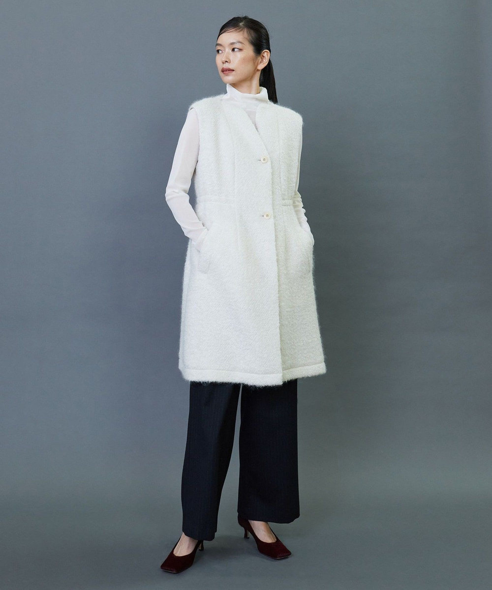 L'EQUIPE COUTURIER モヘヤリングウールロングジレ ホワイト