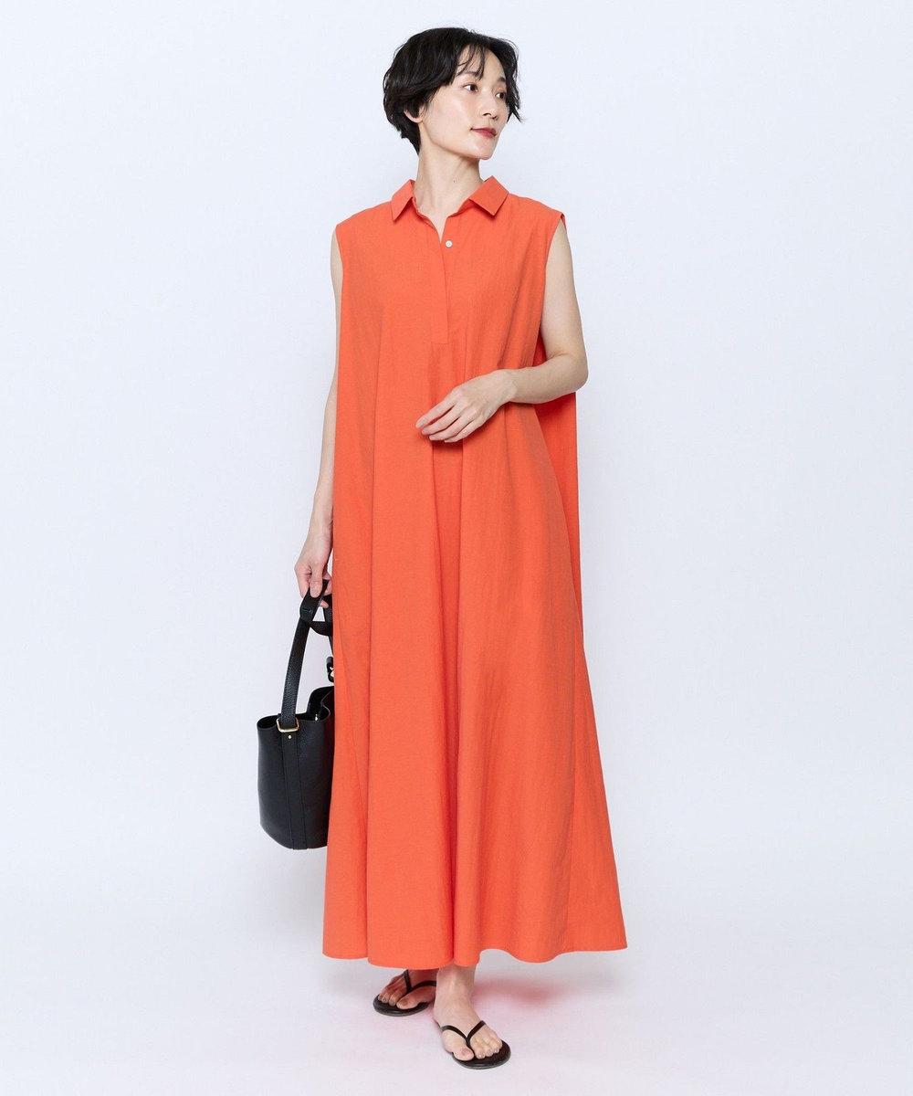 feerique feerique 綿ナイロンクロスAラインワンピース オレンジ