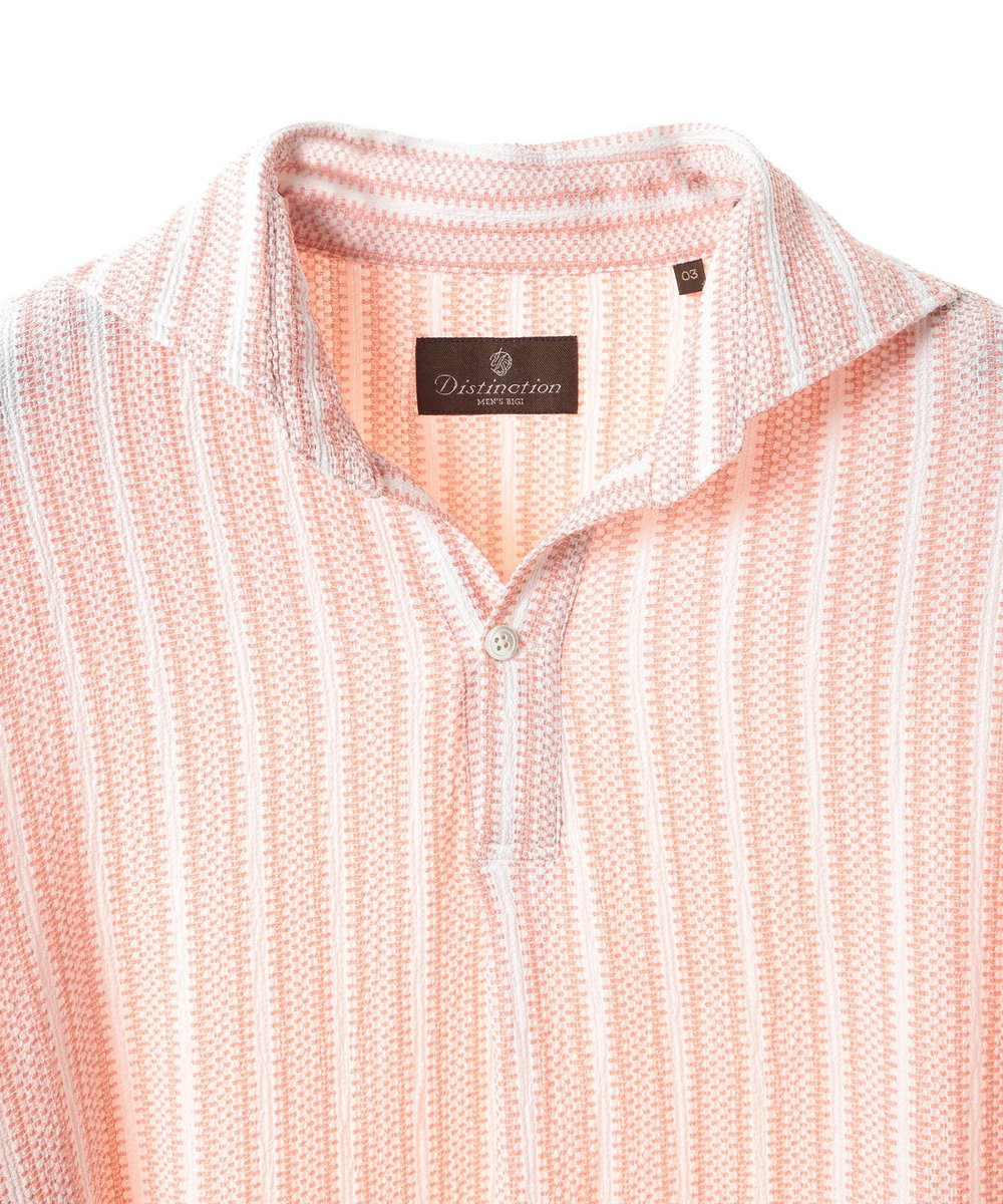 MEN'S BIGI ドビーストライププルオーバーシャツ ピンク