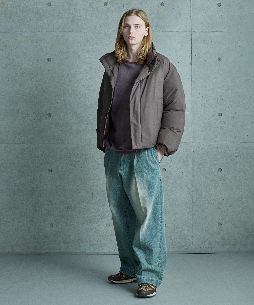 MEN'S BIGI セミワイドデニムタックパンツ ブルー