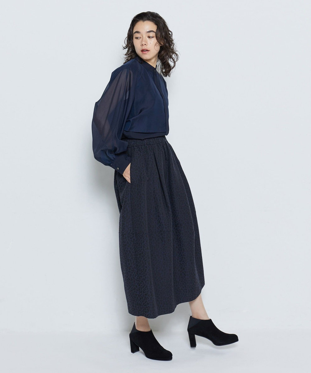feerique シアーローンレイヤードブラウス ネイビー
