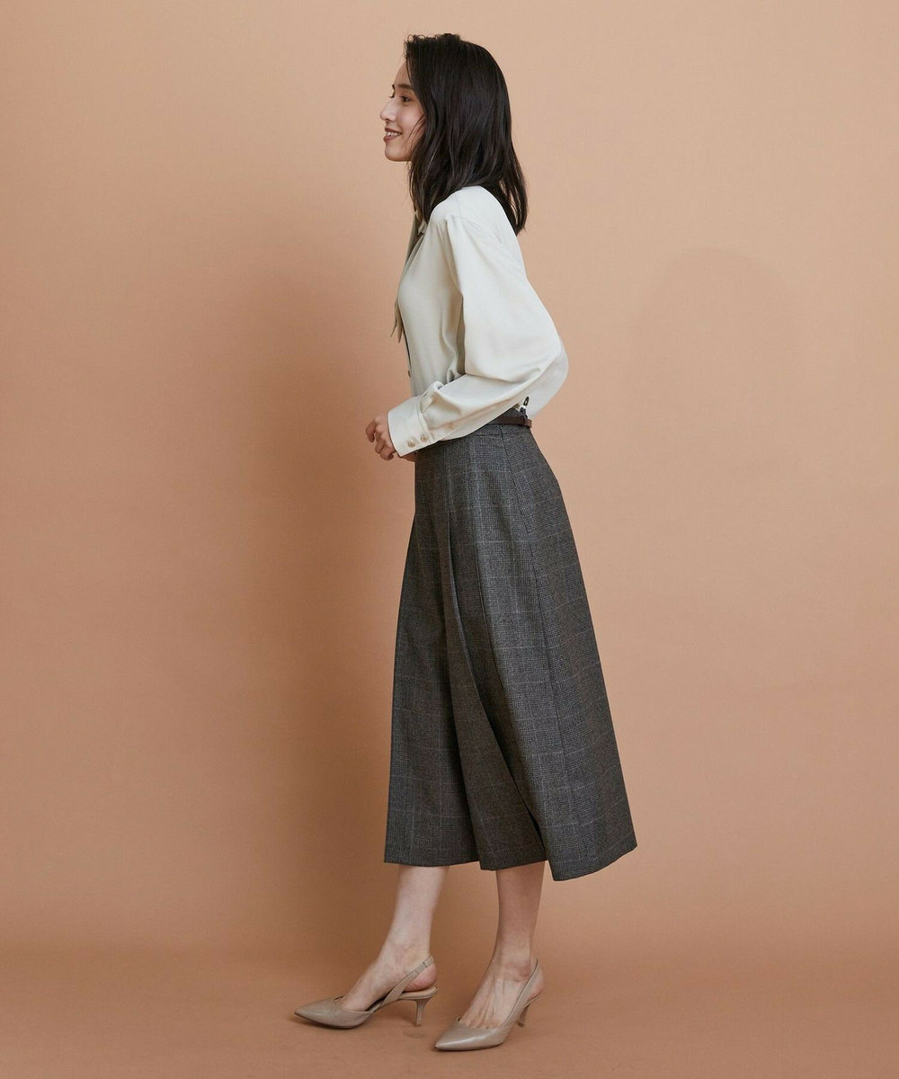 L'EQUIPE クレープサテン＆シフォンブラウス ベージュ