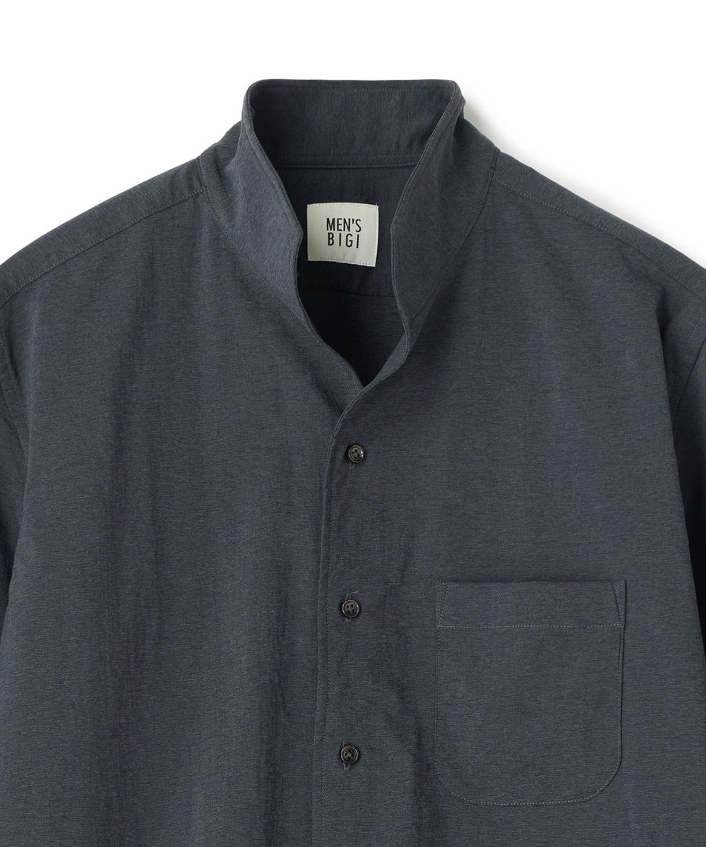 MEN'S BIGI SMARTTECH ナイロンストレッチ スタンドカラーシャツ＜接触冷感/ストレッチ/防シワ性/ウォッシャブル＞ グレー