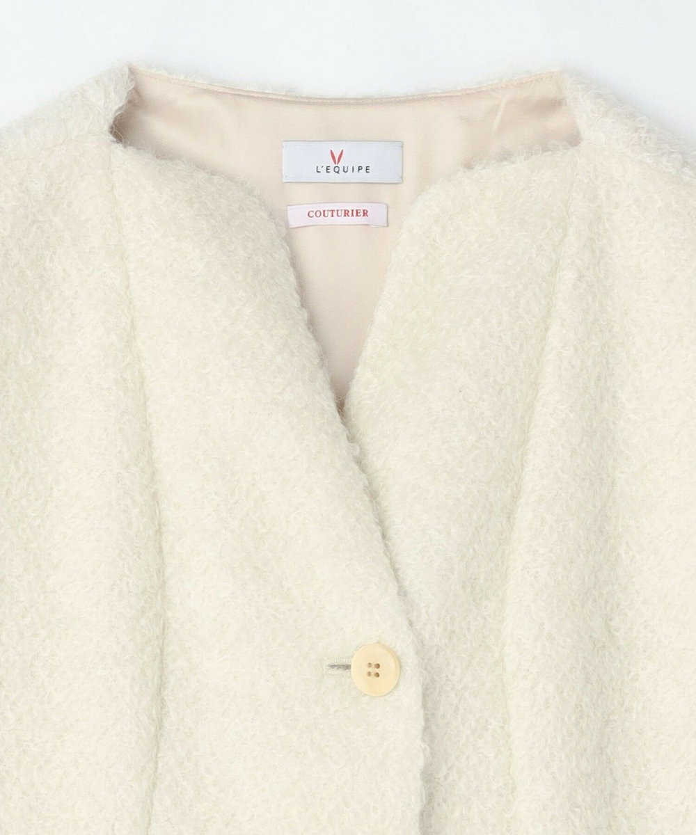 L'EQUIPE COUTURIER モヘヤリングウールロングジレ ホワイト