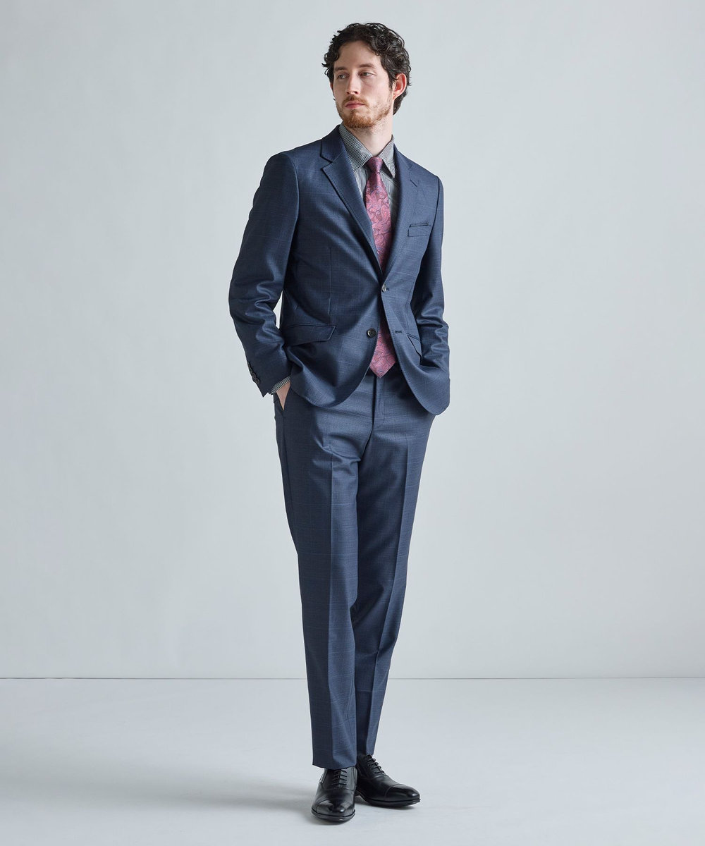 MEN'S BIGI ウィンドウペンチェック セットアップパンツ ネイビー