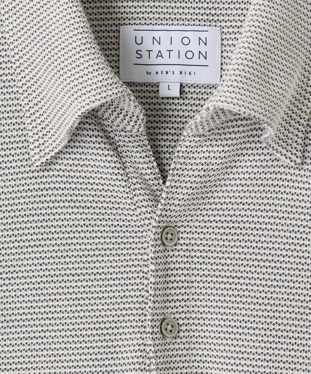 UNION STATION ハニカムボーダーポロシャツ＜ストレッチ・ハンドウォッシャブル＞ ホワイト