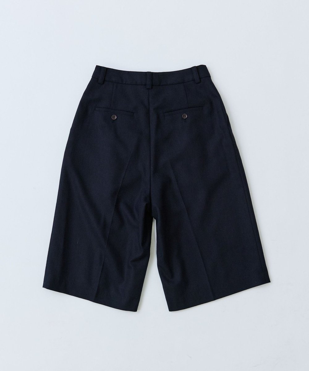 LOISIR ウール混ツイードハーフパンツ ネイビー