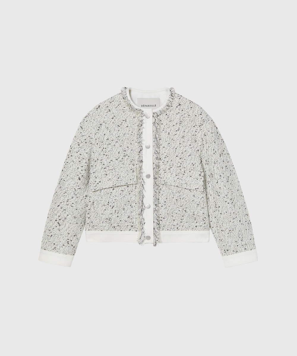 DÉPAREILLÉ NEP TWEED NO COLLAR JACKET / ネップツィードノーカラージャケット オフホワイト