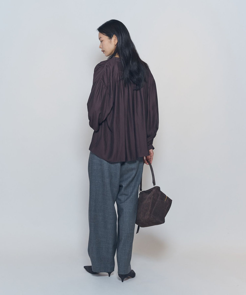 1er Arrondissement ギャザースキッパーブラウス ブラウン