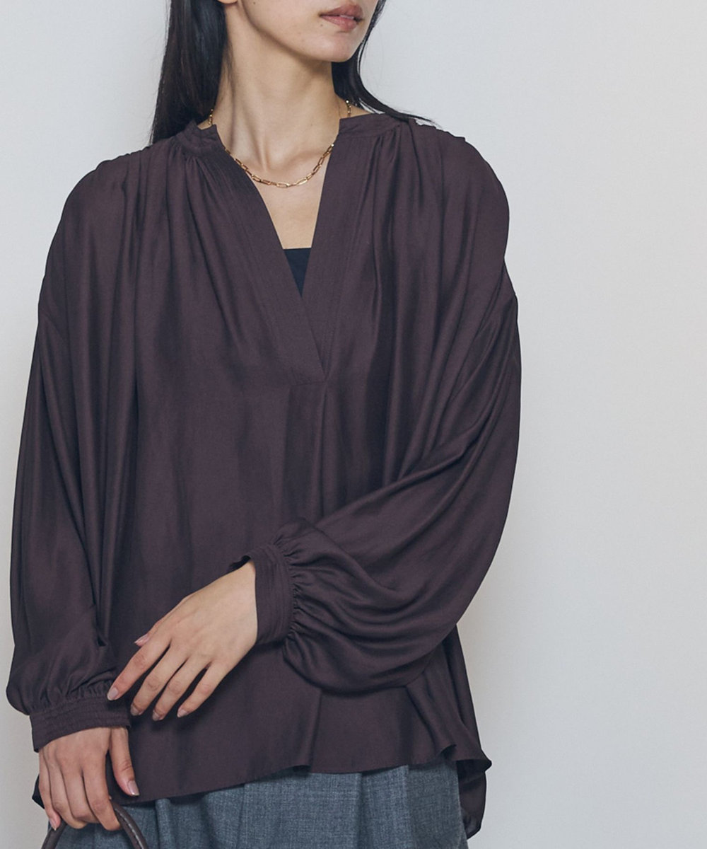 1er Arrondissement ギャザースキッパーブラウス ブラウン